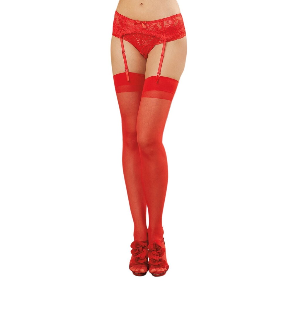 Red Dreamgirl Sheer Thigh High Stockings